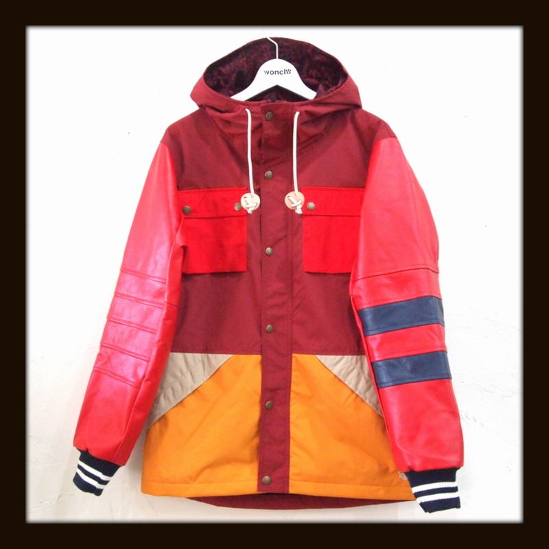 画像1: ALDIES アールディーズ ☆ Leather Sleeve Mountain Parkat RED