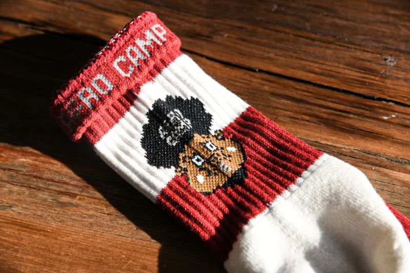 画像1: AFRO CAMP ☆ AFRO RUGGER SOCKS 赤しましま