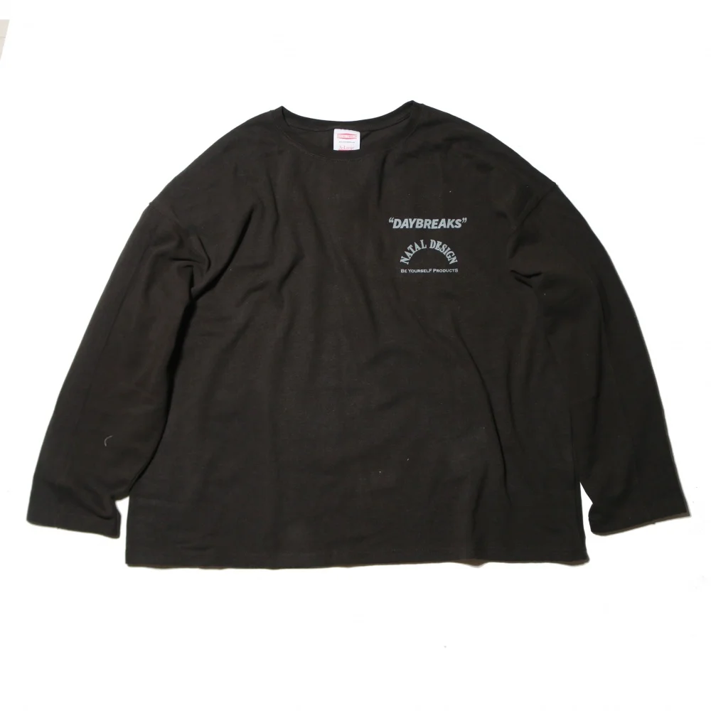 画像1: ネイタルデザイン HEMP LONG SLEEVE TEE WIDE PRINTED DAYBREAKS 2 black